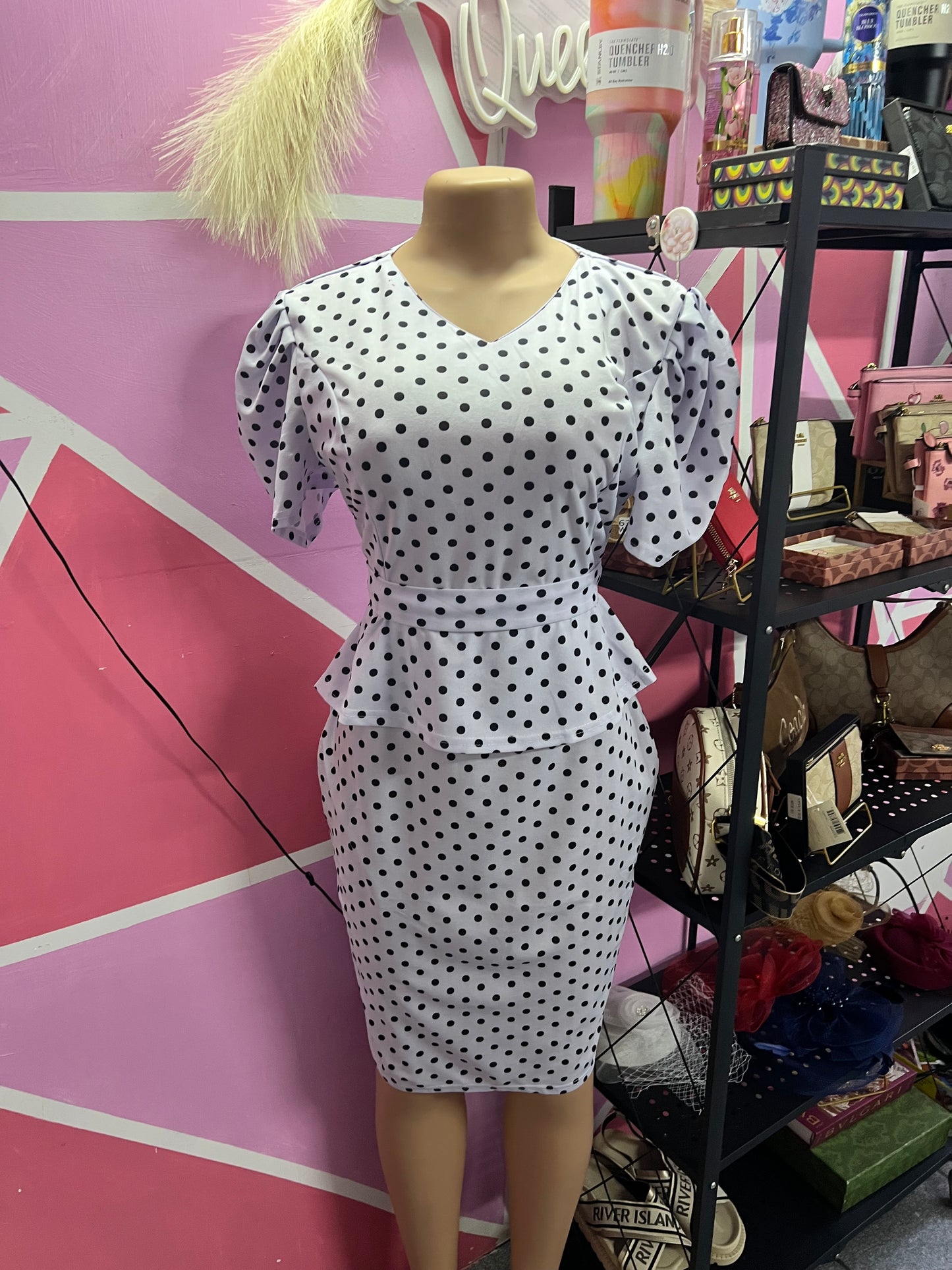 Polka Peplum Charm Dress