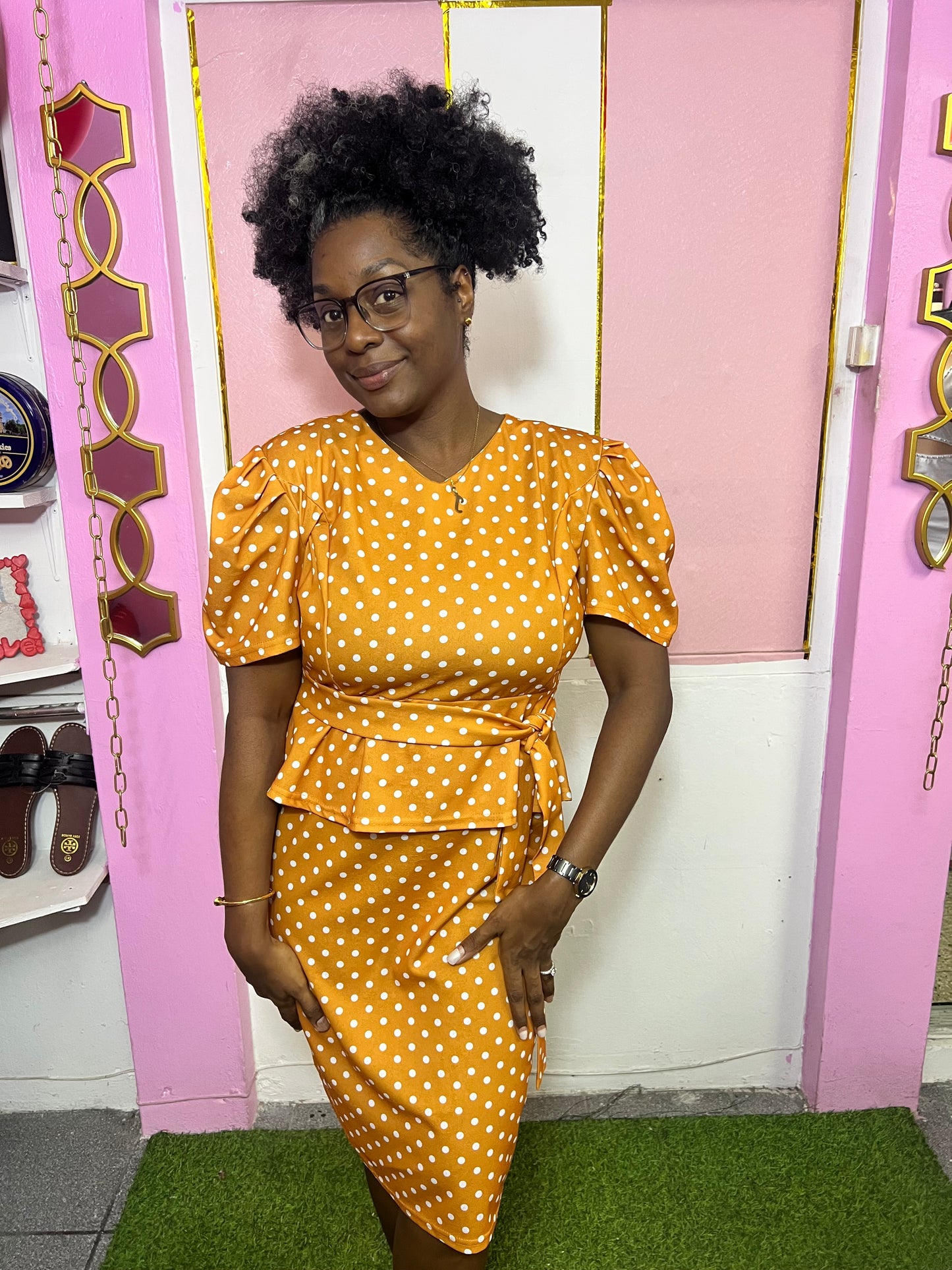 Polka Peplum Charm Dress