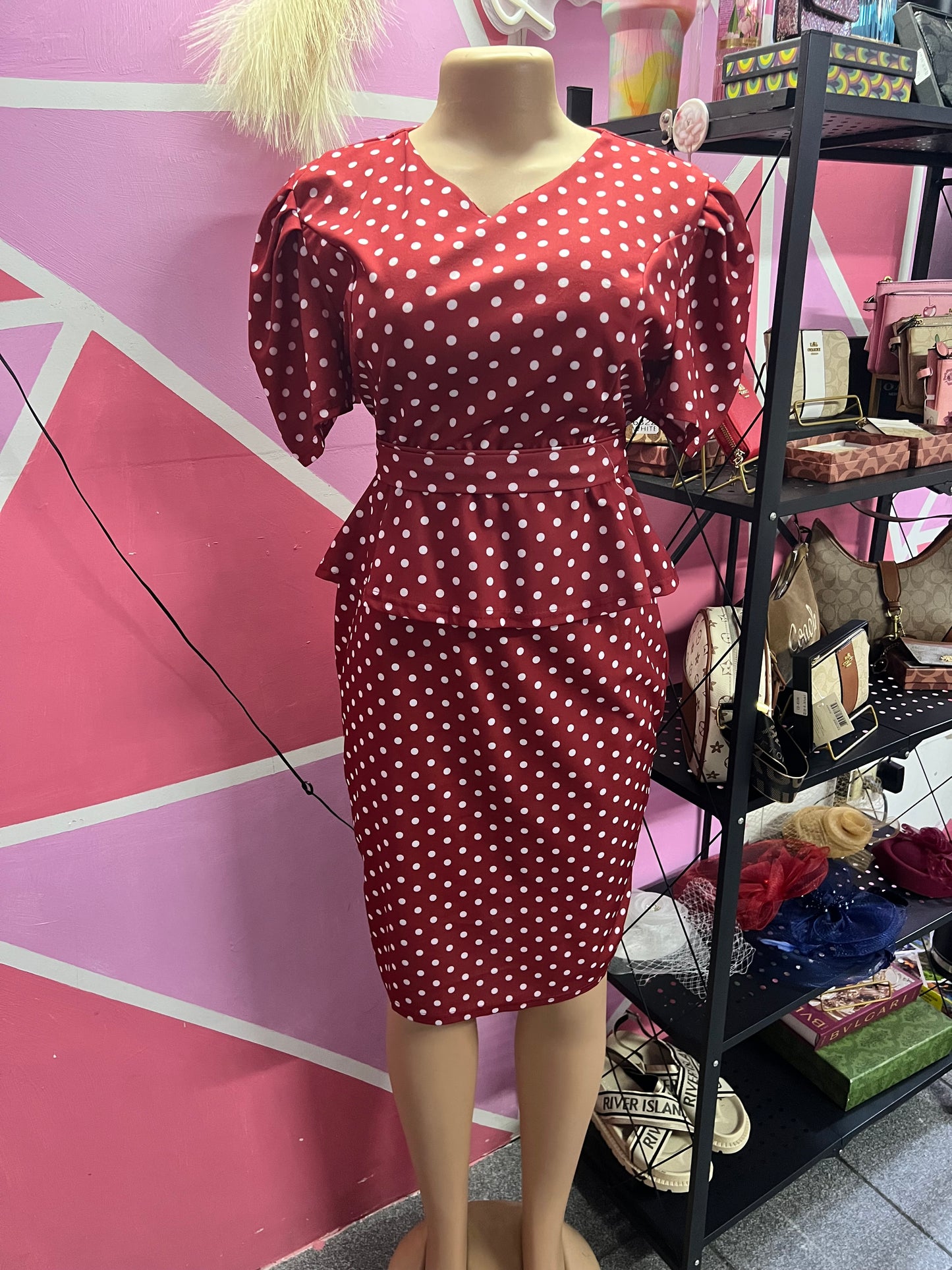 Polka Peplum Charm Dress